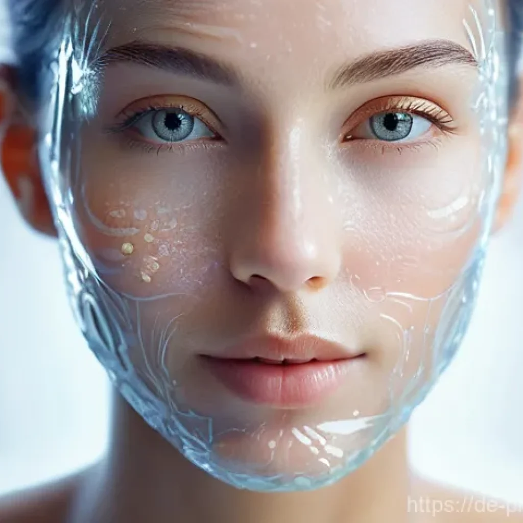 프로바이오틱 스킨케어와 피부 지속 가능성 - **Prompt:** "A close-up, artistic shot of a person's healthy, radiant facial skin. The skin appears ...