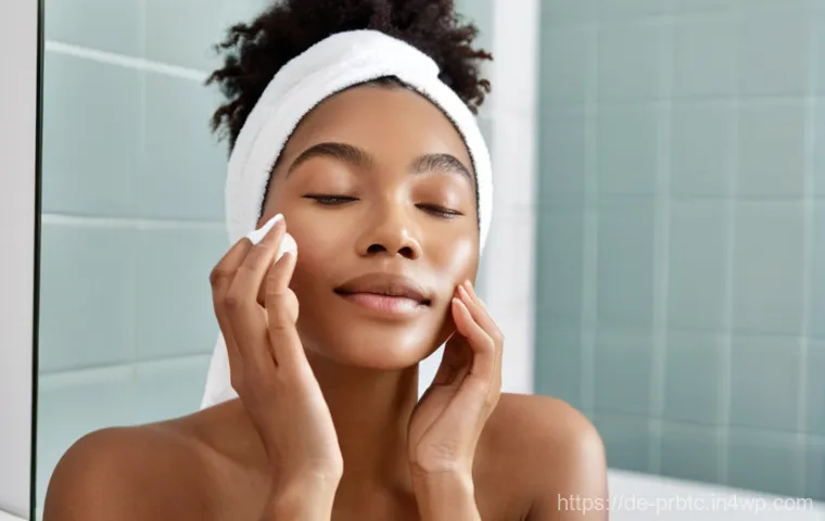 프로바이오틱 스킨케어와 피부 지속 가능성 - **Prompt:** "A close-up, artistic shot of a person's healthy, radiant facial skin. The skin appears ...