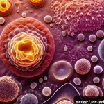 Home 21 프로바이오틱 스킨케어와 피부 건강의 관계 - A close-up, hyper-realistic depiction of healthy skin cells under a microscope, showing a balanced m...